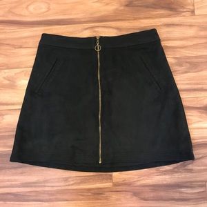Suede zip up mini skirt